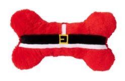 FuzzYard Furry Santa Bone Dog Toy - Red (30cm)