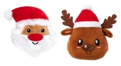 FuzzYard Santa & Reindeer Dog Toy - 2 Pack (16cm)