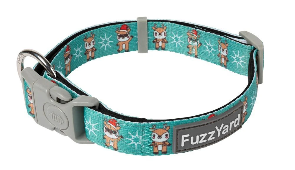 FuzzYard Disco Deers Christmas Dog Collar - Small (15mm X 25-38cm) 2 FuzzYard Disco Deers Christmas Dog Collar - Small (15mm X 25-38cm)