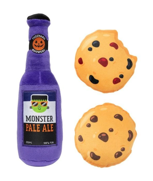 FuzzYard Monster Pale Ale & Cookies Dog Toy - 3 Pack 3 FuzzYard Monster Pale Ale & Cookies Dog Toy - 3 Pack