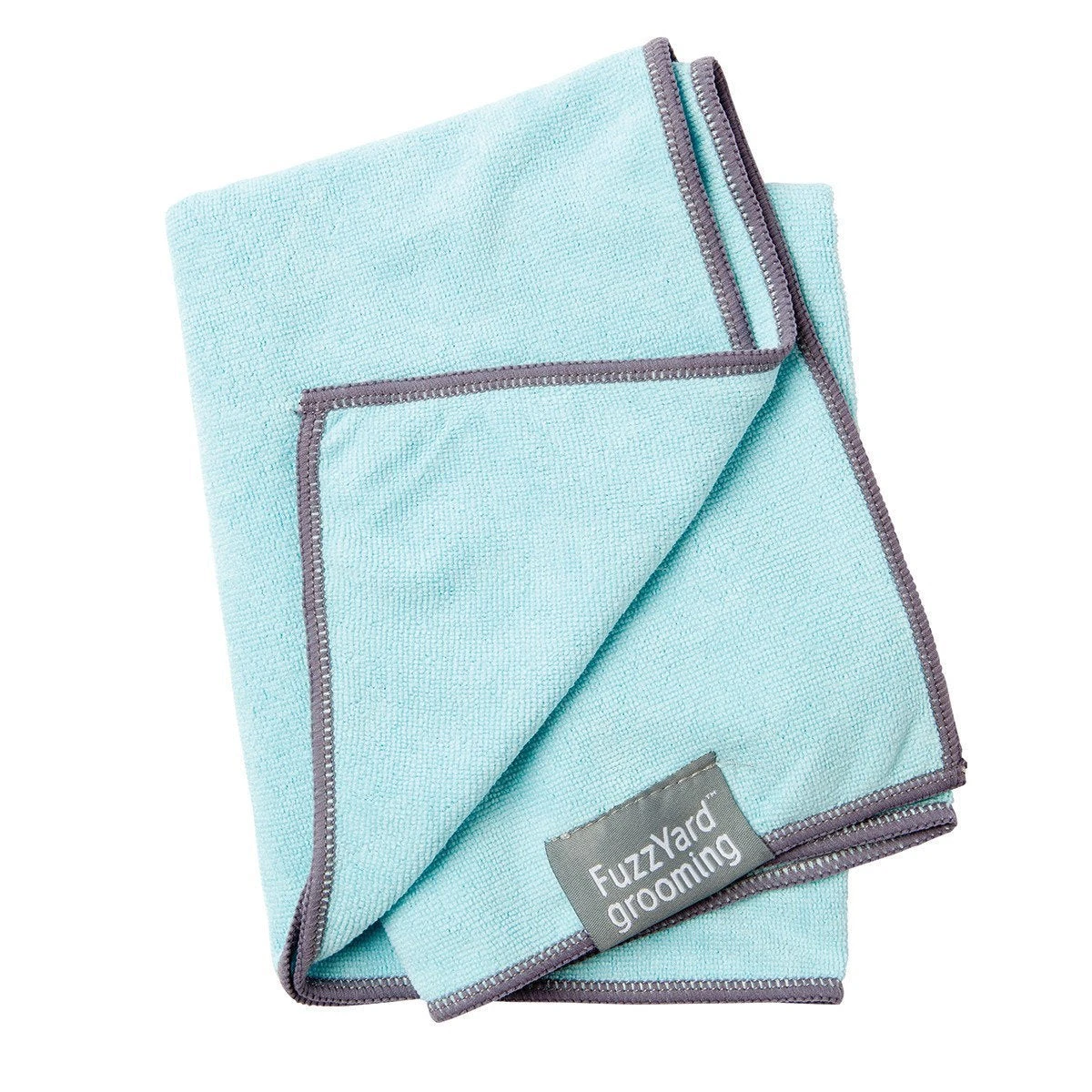 FuzzYard Microfibre Puppy Drying Towel Blue With Grey Trim 3 FuzzYard Microfibre Puppy Drying Towel Blue With Grey Trim